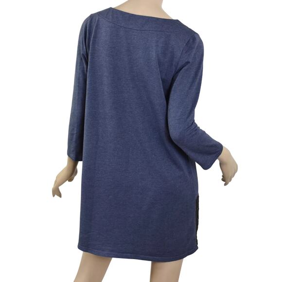 Zinni by Garnet Hill French Terry Tunic - XL - Indigo Heather - NWT - Picture 2 of 10